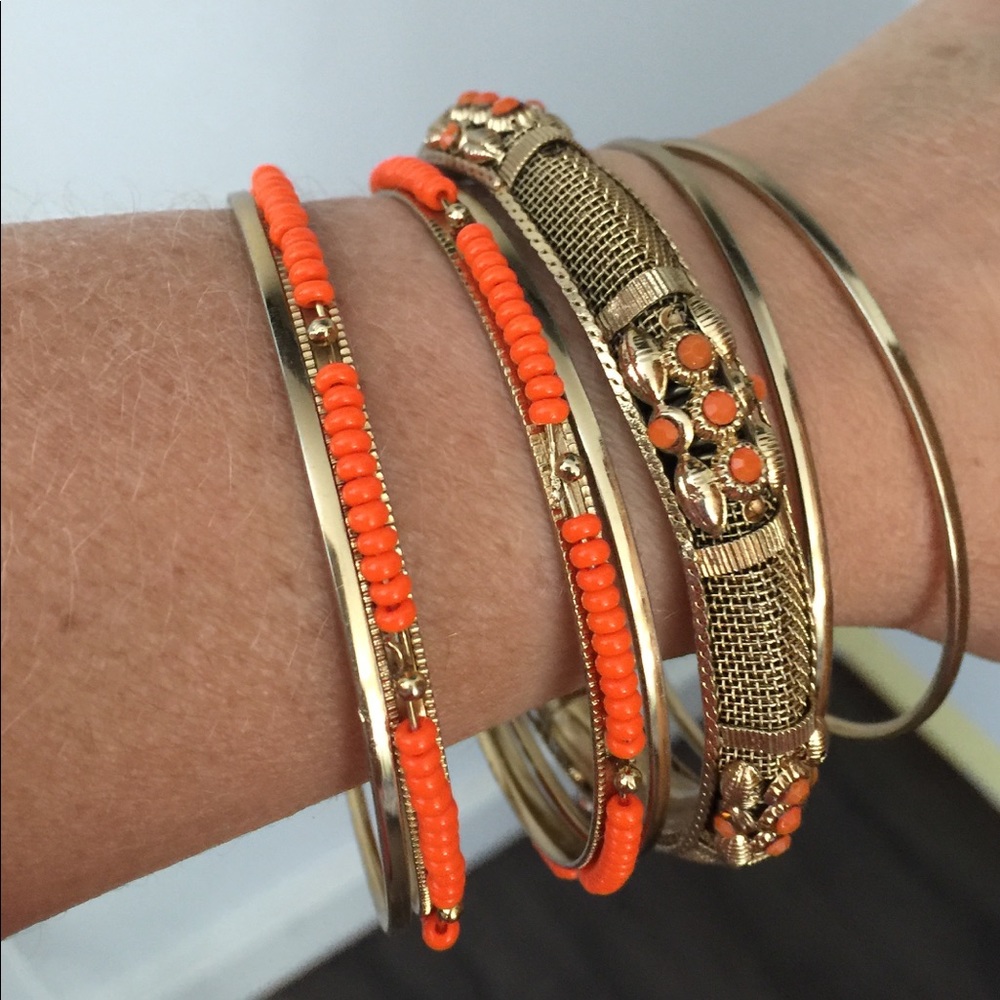 Bracelet multiple orange and gold
